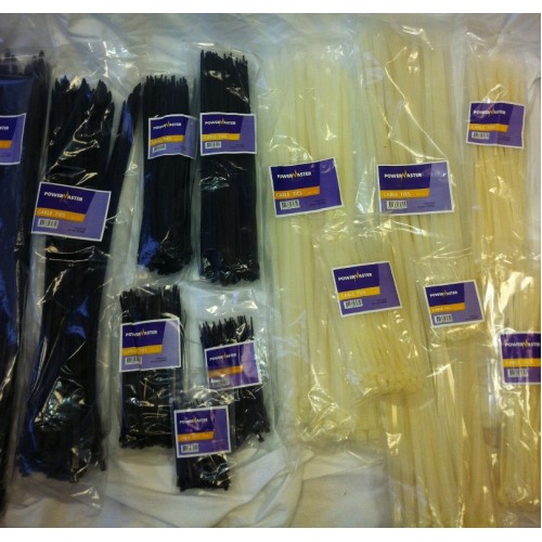 100PC BLACK CABLE TIES 4.8 X 200MM (8