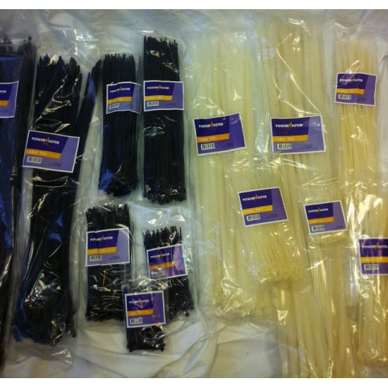 100PC BLACK CABLE TIES 4.8 X 200MM (8\