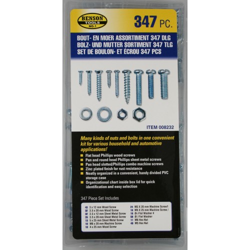 BENSON BOLT- AND NUT SELECTION 347 PIECE