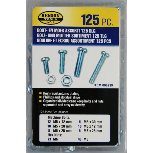 BENSON BOLT- AND NUT SELECTION 125 PIECE